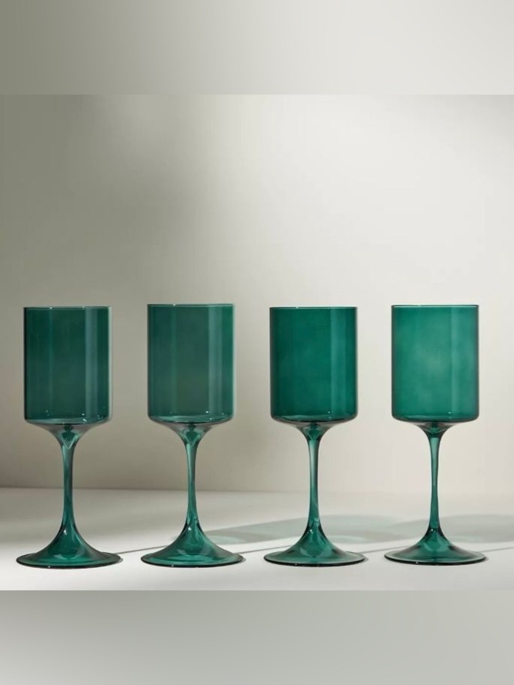 Anthropologie Morgan Wine Glasses, Green, four (4)